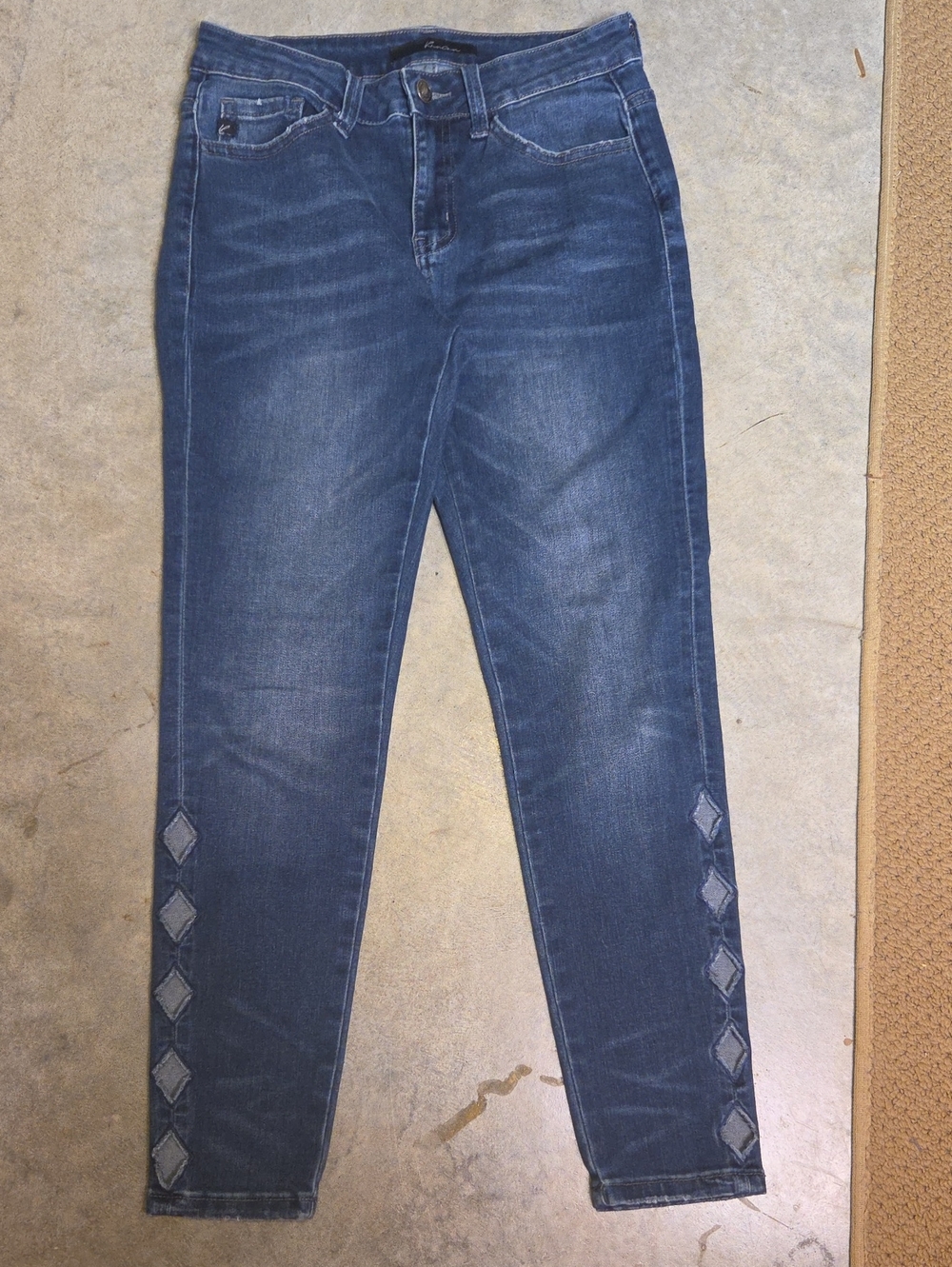 KanCan Dark Blue Skinny Jeans with Side Diamond Trim